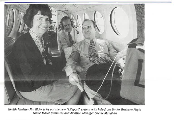 RFSD Newsletter snippet featuring then Health Minister, and current Chair of LifeFlight, Jim Elder