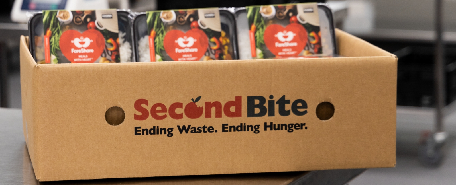 SecondBite packaging with FareShare food