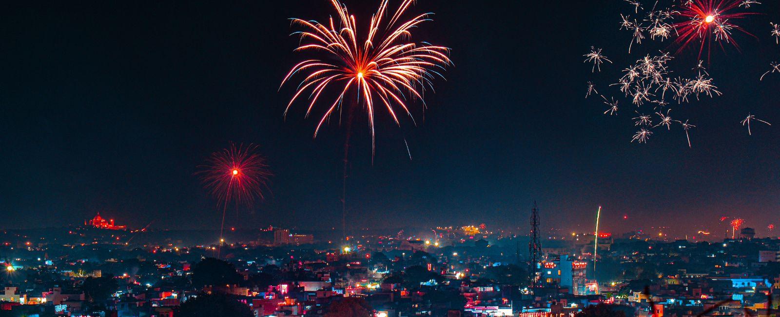 Sky of Jodhpur city of India during Diwali Festival