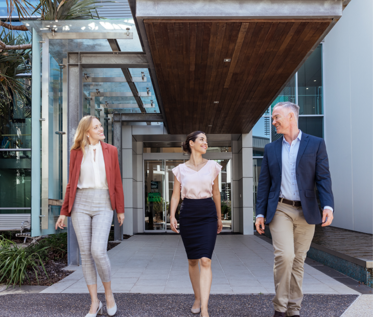 Team exiting building - Brisbane Airport