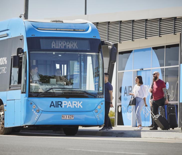 Bus collecting passengers from Airpark