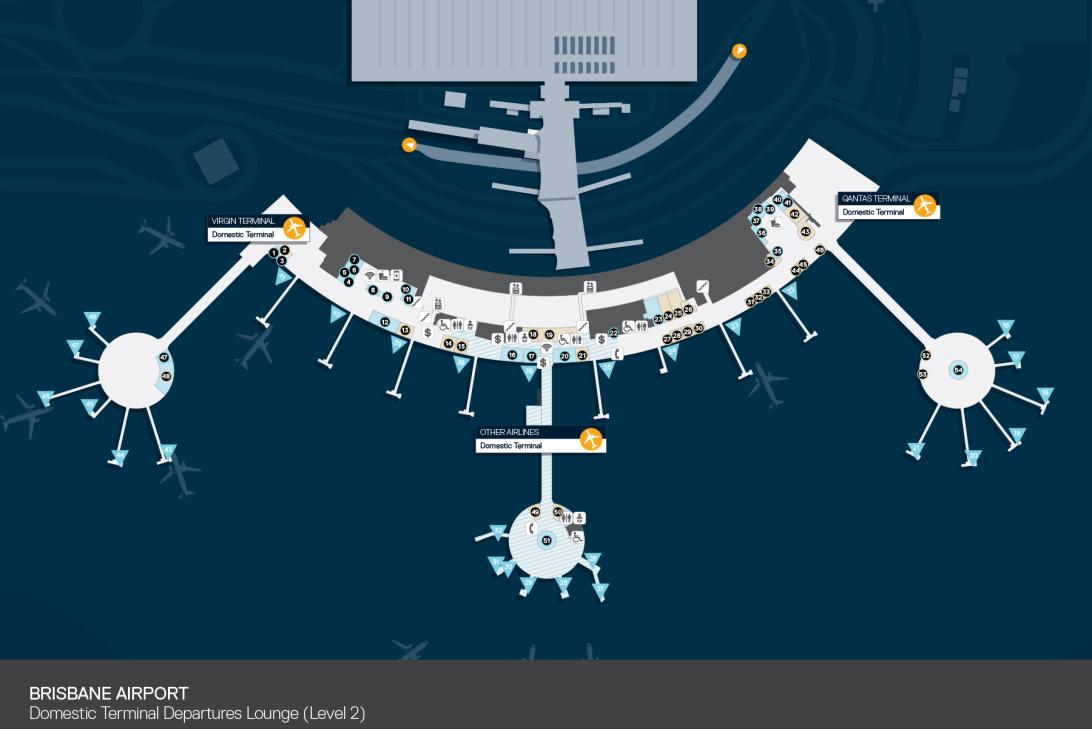 Brisbane Airport Map Domestic Terminal Level 2 0317