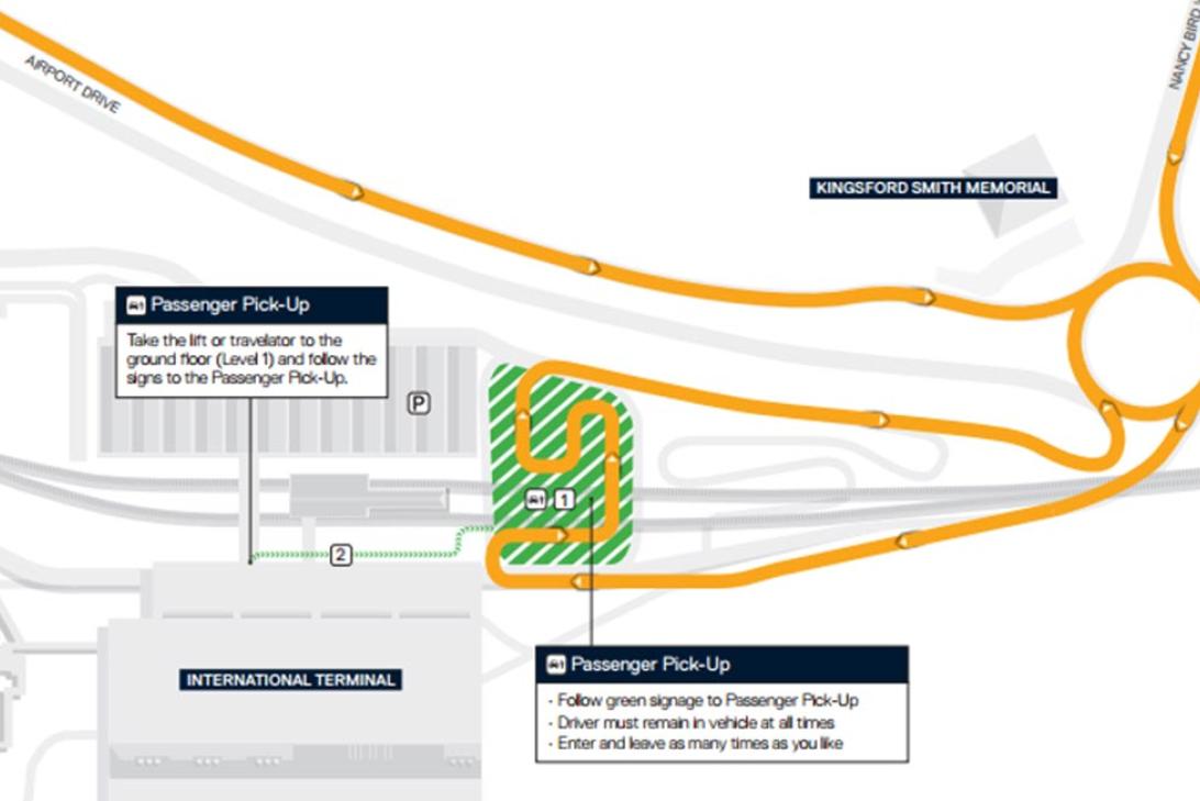 International Passenger Pick Up and Drop Off Map