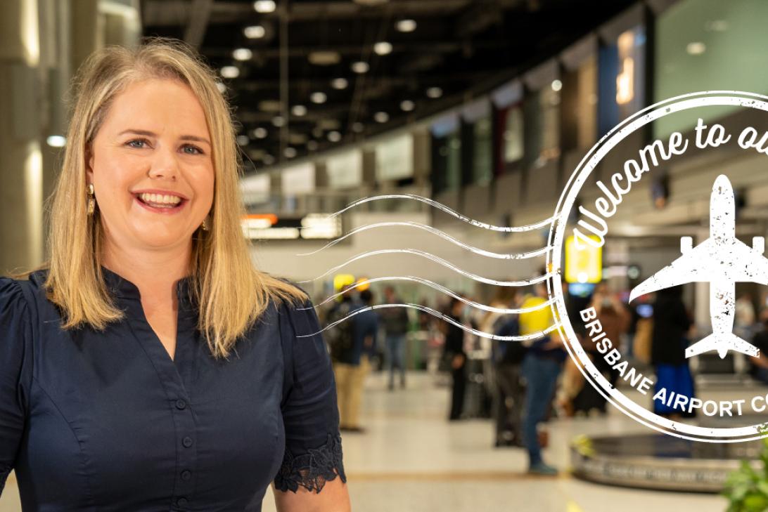 Lauren Graham at the Domestic Terminal Virgin Check-in Welcome to our World stamp