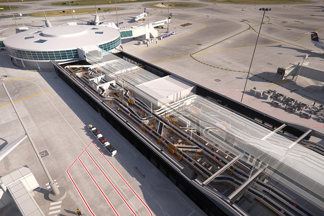 Central Baggage System Render - Domestic Terminal