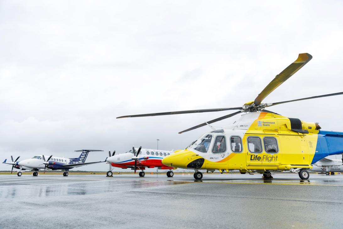 LifeFlight, Royal Flying Doctors & Queensland Police aircraft at Brisbane Airport