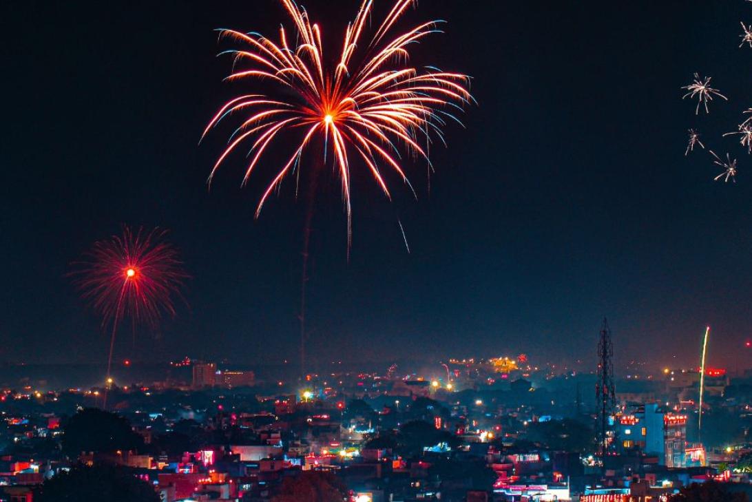 Sky of Jodhpur city of India during Diwali Festival
