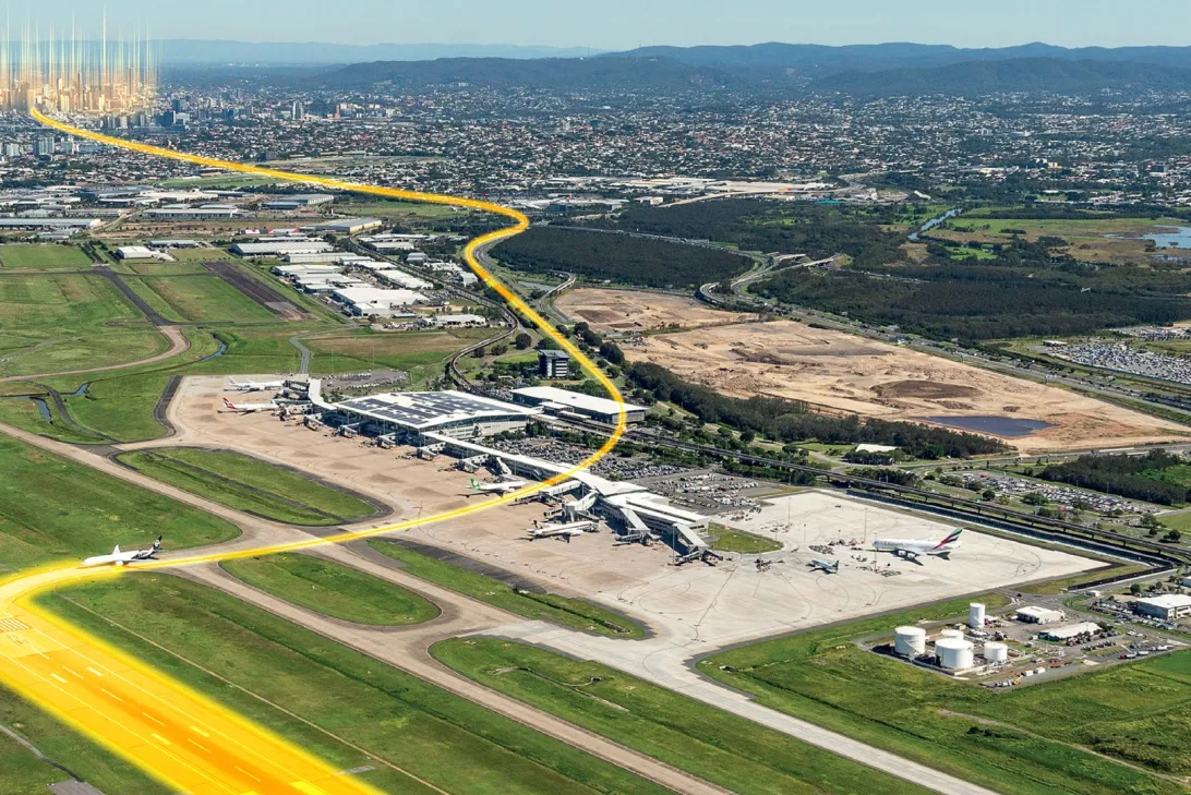Gold runway from Brisbane City to Brisbane Airport
